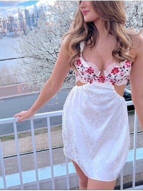 For Love & Lemons Festival rose satin slip dress